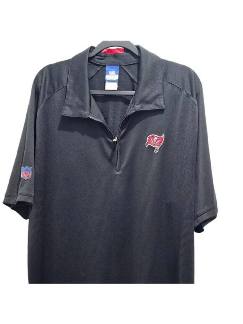 Reebok NFL Team Apparel Tampa Bay Buccaneers Black Half-Zip Polo Shirt XL
